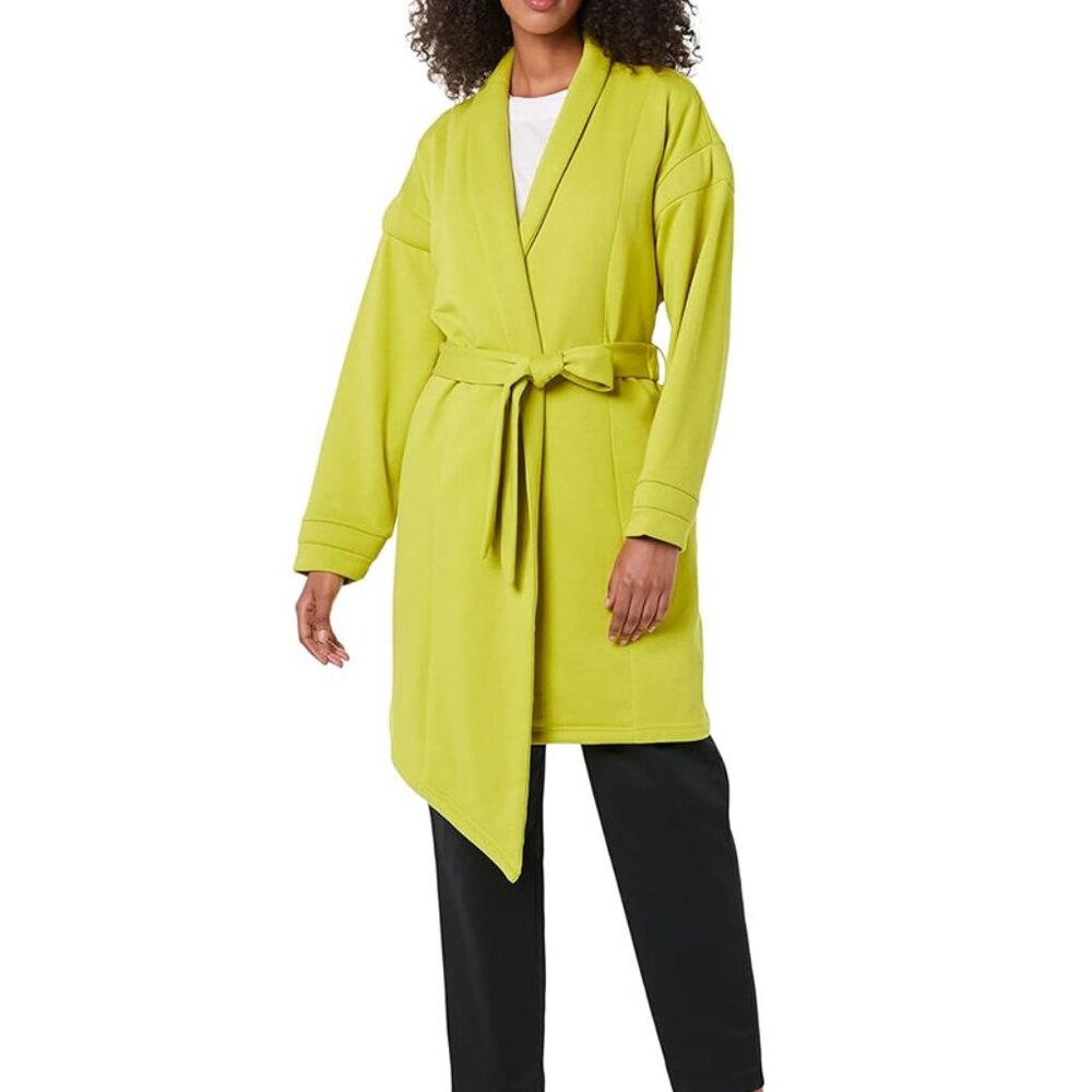TEREA Alaina Wrap French Terry Jacket in Lime Green
